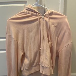 Small pink hollister zip up hoodie